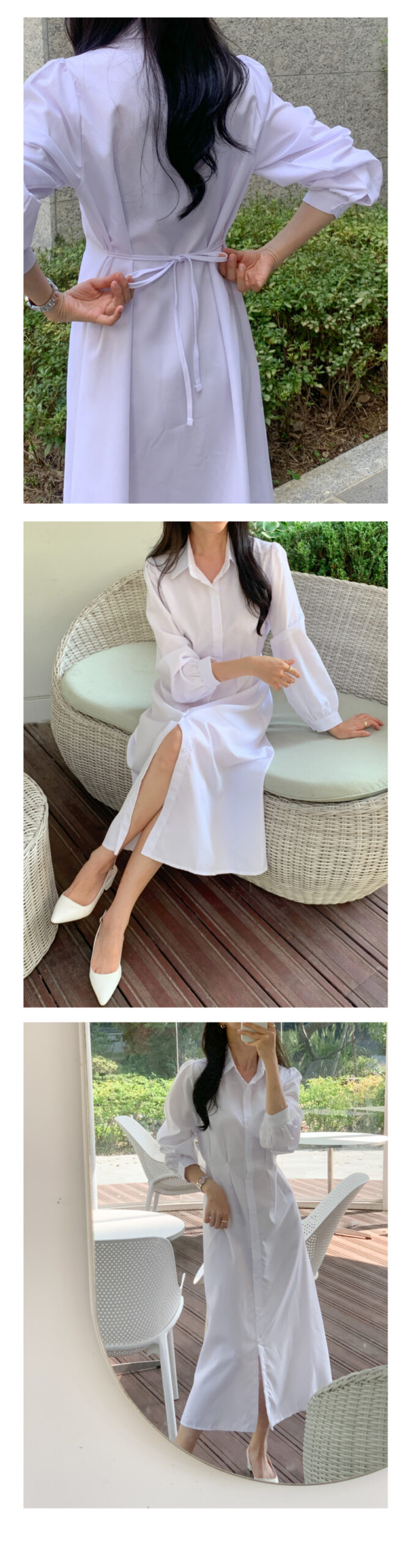 긴팔 셔츠 핀턱 롱 원피스 키작녀 봄 가을 학생 회사 오피스 하객룩 결혼식 데일리 6번째 이미지