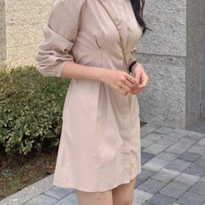 긴팔 셔츠 핀턱 미니 원피스 키작녀 봄 가을 학생 회사 오피스 하객룩 결혼식 데일리MAIN_0이미지