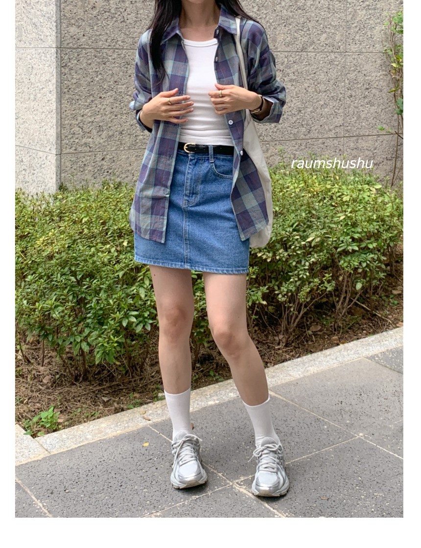 긴팔 체크 남방 셔츠 오버핏 루즈핏 키작녀 간절기 봄 가을 학생 오피스룩 출근 데일리 1번째 이미지