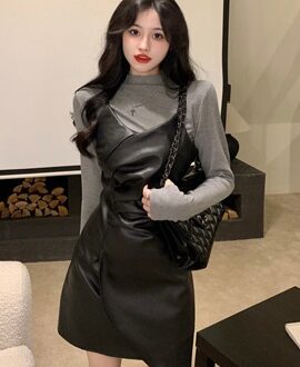 가죽 미니 슬립 나시 원피스 뷔스티에원피스 봄 가을 여성 여자 캐주얼 MAIN_0 이미지