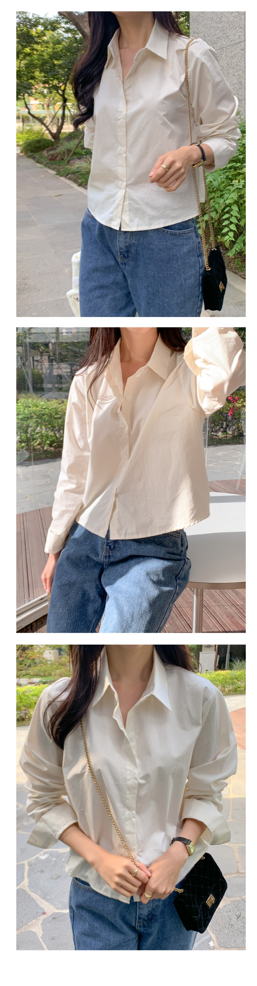 무지 베이직 긴팔 셔츠 남방 오피스 데일리 크롭 롱 오버핏 루즈핏 22번째 이미지