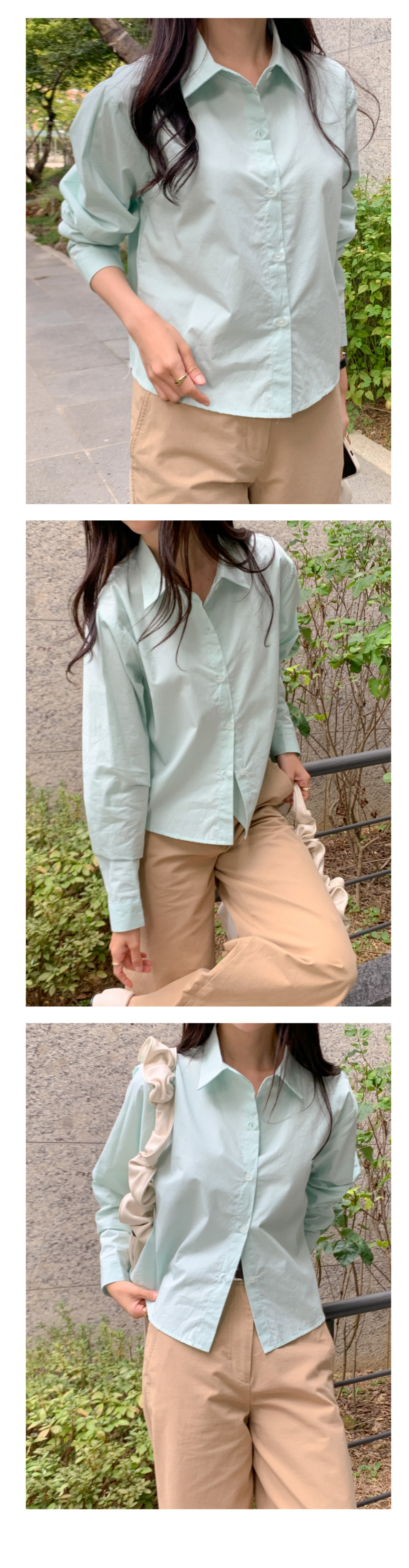 무지 베이직 긴팔 셔츠 남방 오피스 데일리 크롭 롱 오버핏 루즈핏 31번째 이미지