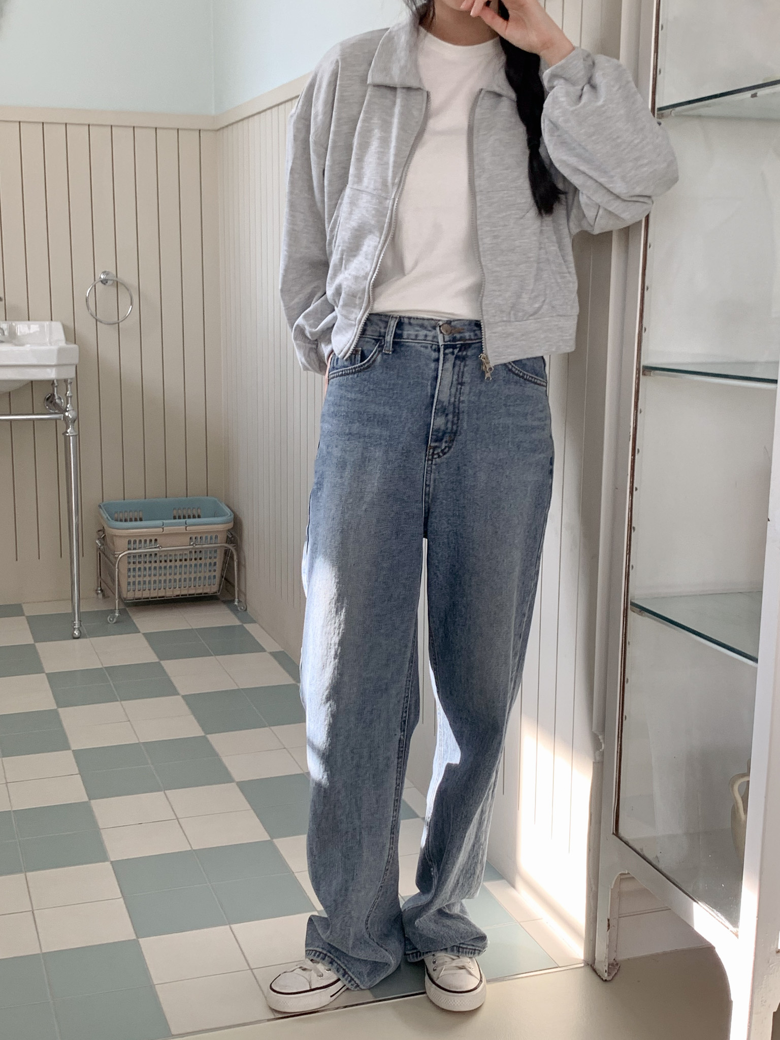 무지 베이직 긴팔 투웨이 집업 점퍼 자켓 잠바 데일리 크롭 후드 29번째 이미지