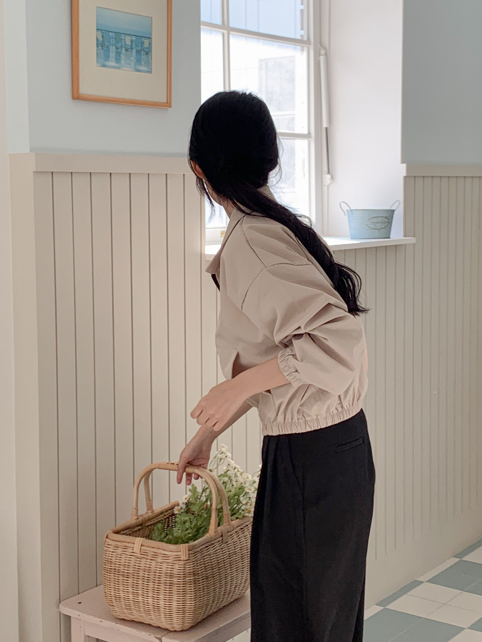 무지 베이직 긴팔 투웨이 집업 점퍼 자켓 잠바 데일리 크롭 후드 51번째 이미지