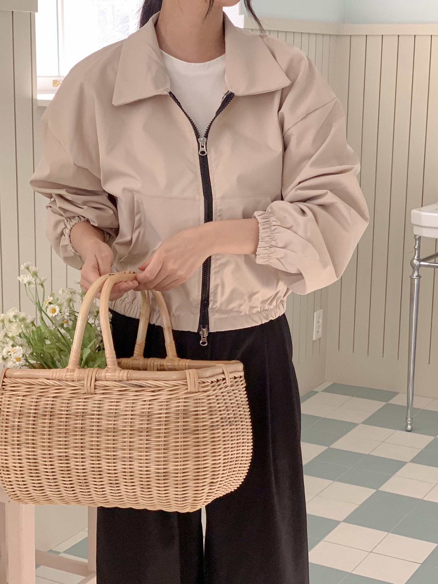 무지 베이직 긴팔 투웨이 집업 점퍼 자켓 잠바 데일리 크롭 후드 54번째 이미지