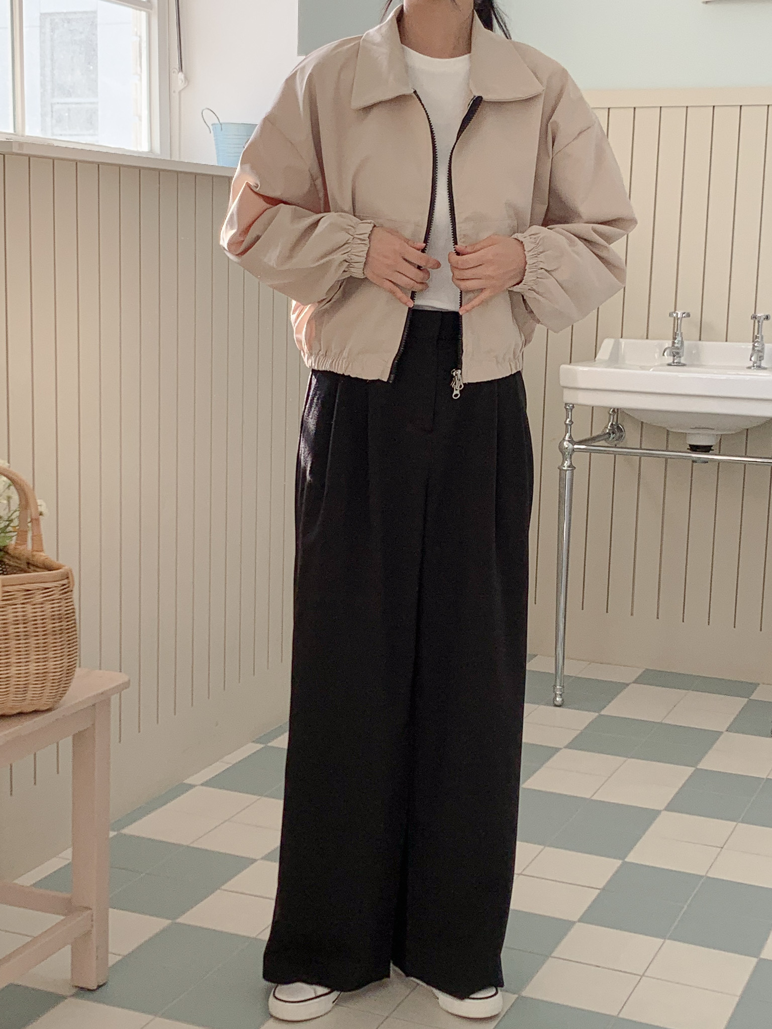 무지 베이직 긴팔 투웨이 집업 점퍼 자켓 잠바 데일리 크롭 후드 55번째 이미지