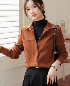브라운 긴팔 셔츠 남방 오버핏 루즈핏 코듀로이 스웨이드 봄 가을 캐주얼 MAIN_0 이미지