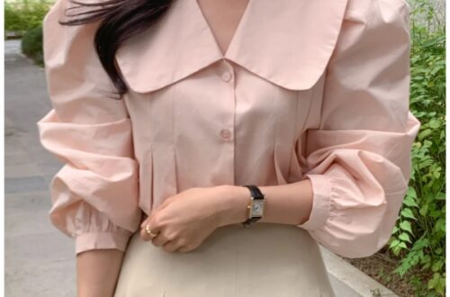 빅카라 둥근카라 긴팔 블라우스 셔츠 결혼식 하객룩 빅사이즈 오버핏 루즈핏 봄 가을 오피스 MAIN_0 이미지
