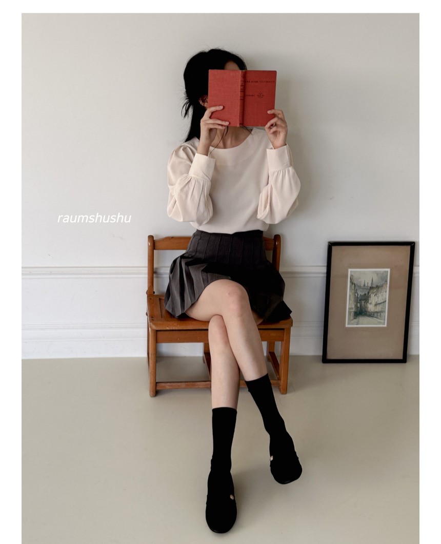 셔링 퍼프 블라우스 셔츠 결혼식 하객룩 봄 가을 베이직 무지 데이트 오피스 면접 회사 2번째 이미지