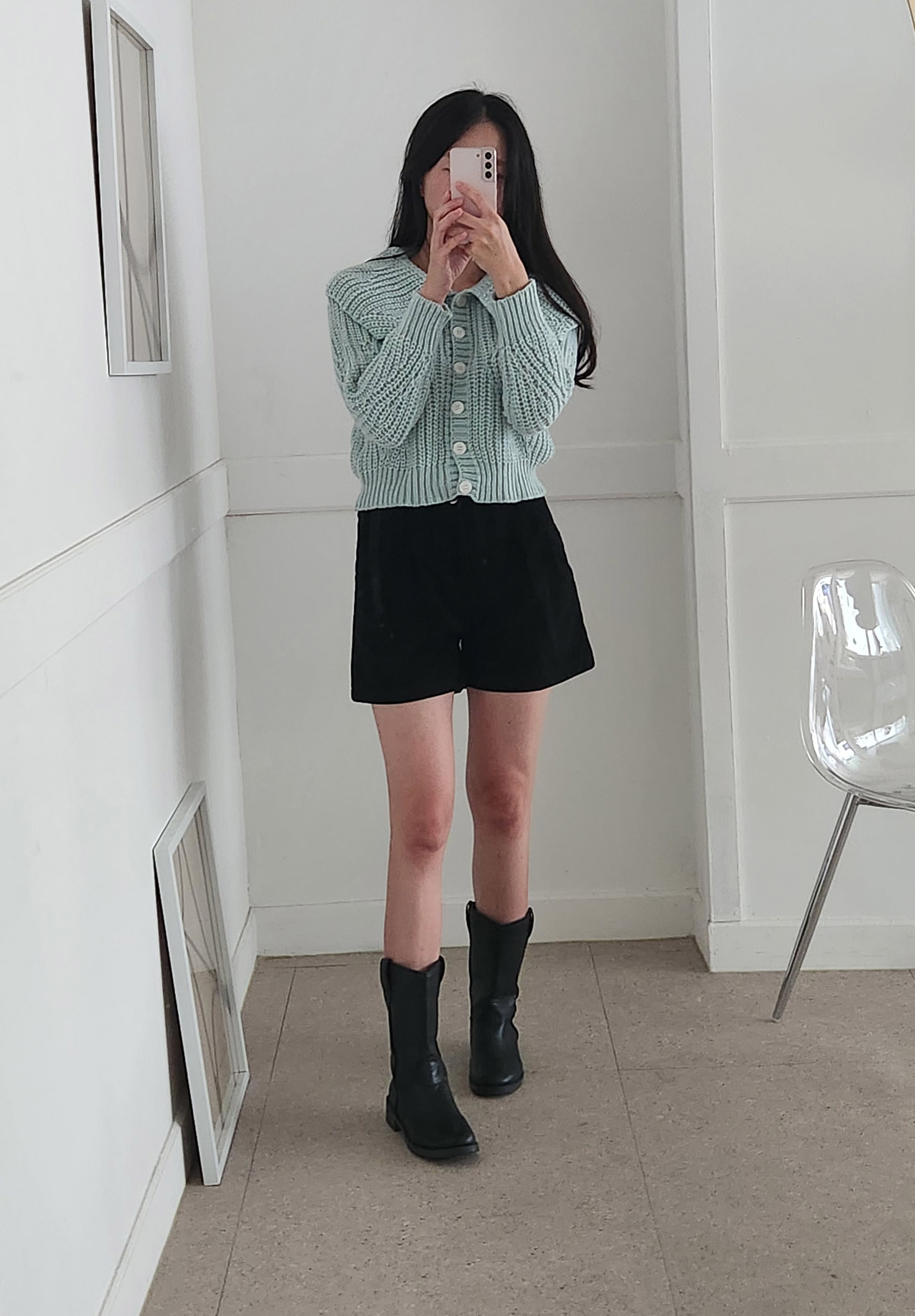 둥근카라 니트 긴팔 가디건 봄 가을 빅카라 겨울 기본 귀여운 러블리 데이트 데일리 학생 27번째 이미지