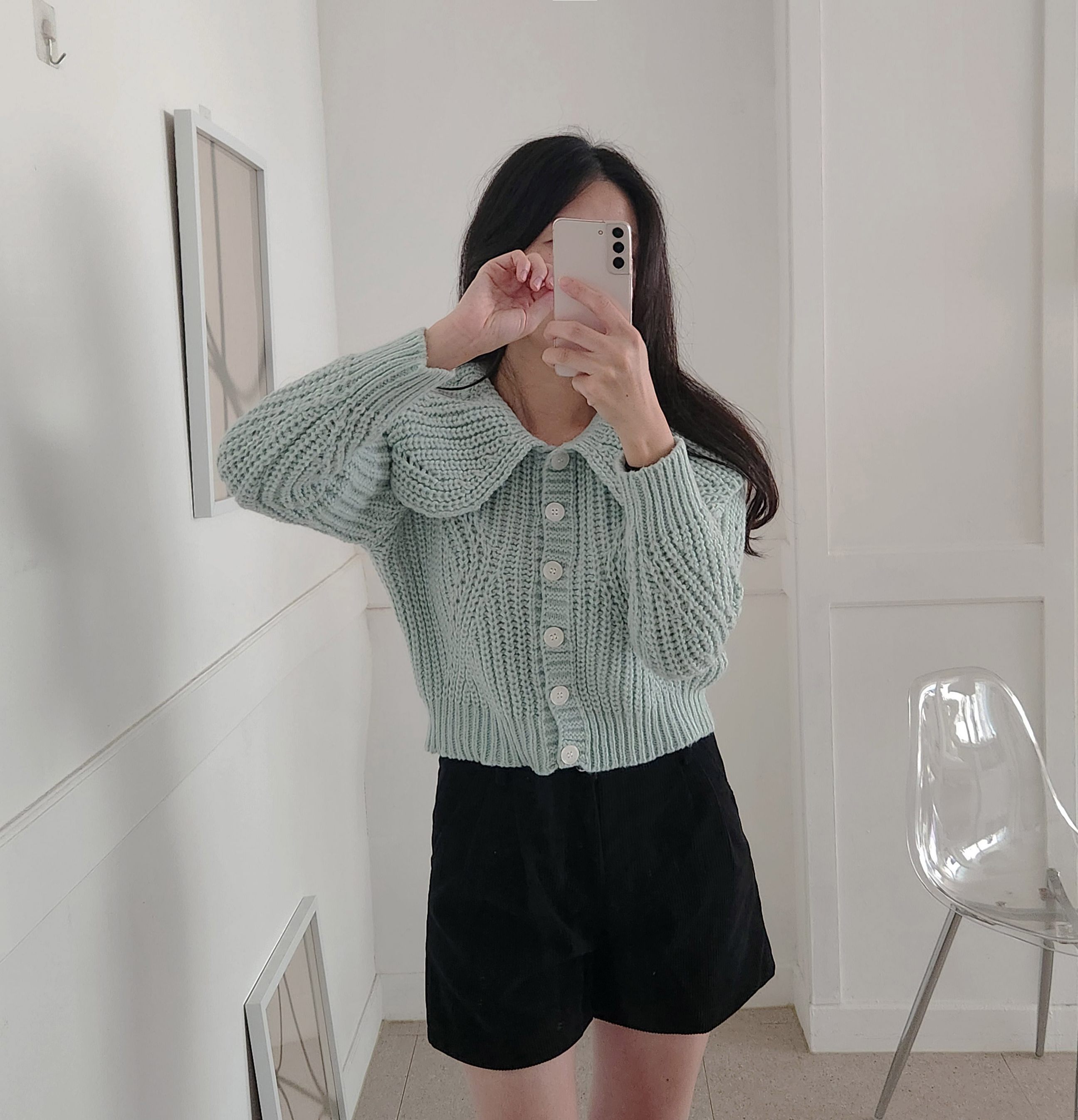 둥근카라 니트 긴팔 가디건 봄 가을 빅카라 겨울 기본 귀여운 러블리 데이트 데일리 학생 33번째 이미지