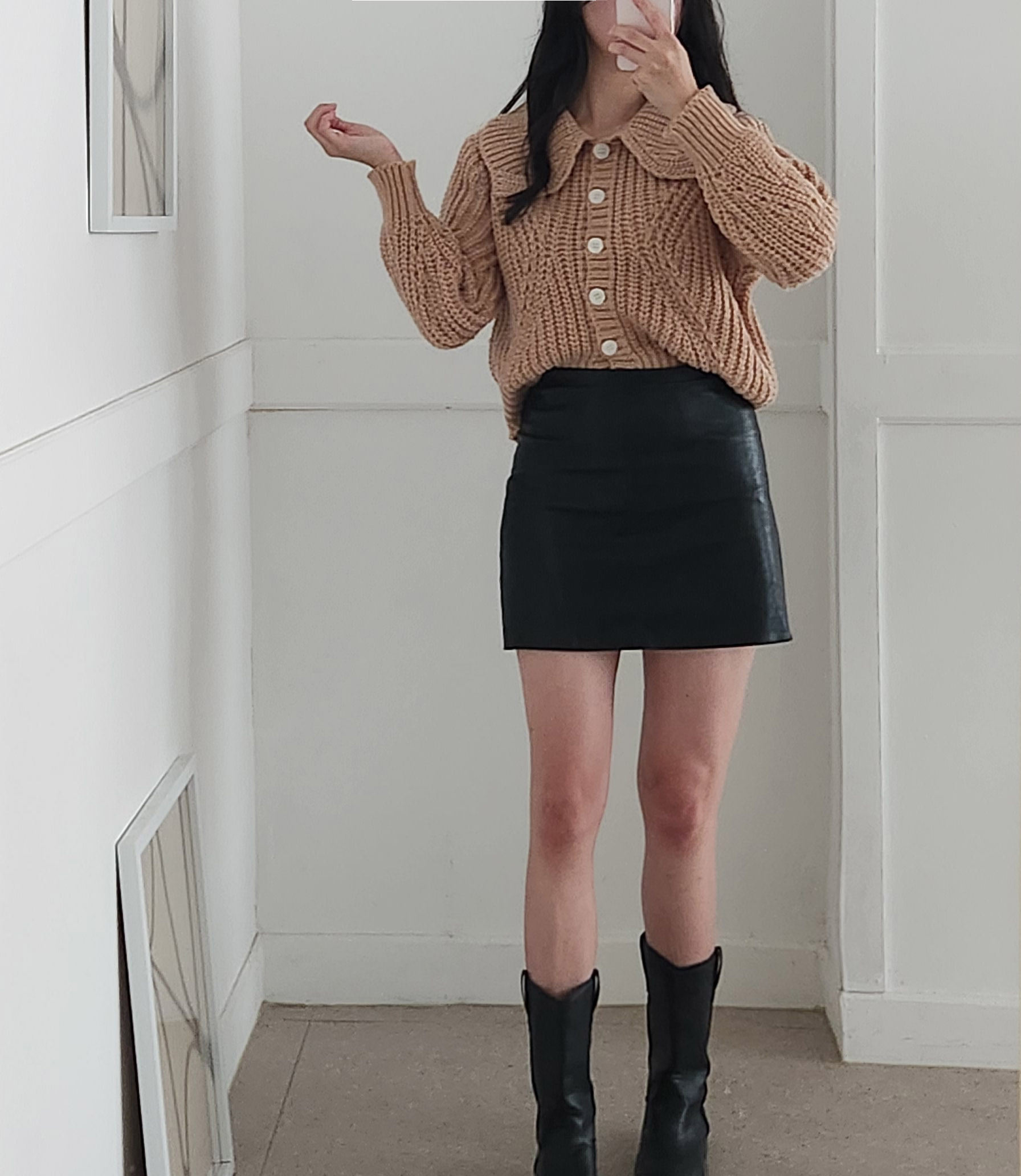 둥근카라 니트 긴팔 가디건 봄 가을 빅카라 겨울 기본 귀여운 러블리 데이트 데일리 학생 38번째 이미지