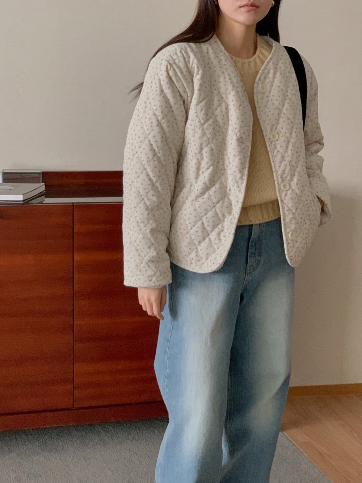 양면 코듀로이 꽃 양털 자켓 패딩 깔깔이 얇은 골덴 점퍼 꽃무늬 겨울 기모 6번째 이미지