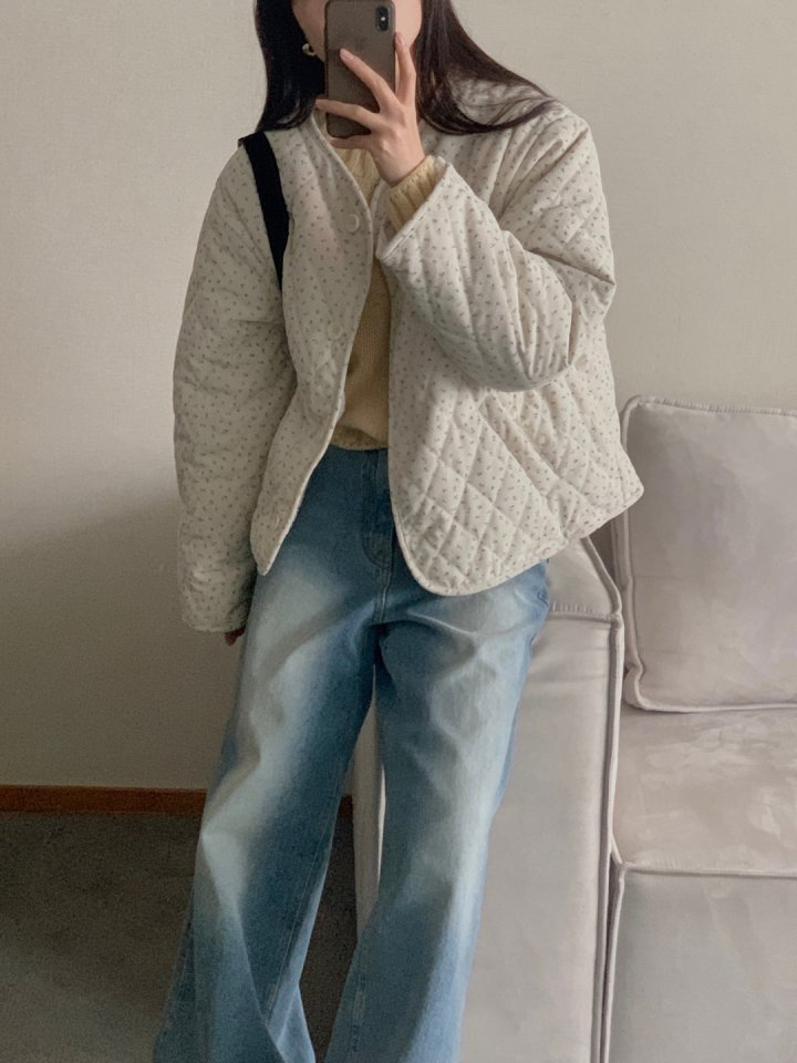 양면 코듀로이 꽃 양털 자켓 패딩 깔깔이 얇은 골덴 점퍼 꽃무늬 겨울 기모 11번째 이미지
