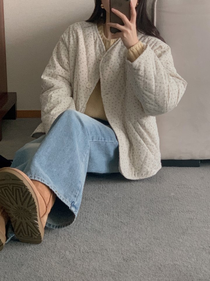 양면 코듀로이 꽃 양털 자켓 패딩 깔깔이 얇은 골덴 점퍼 꽃무늬 겨울 기모 12번째 이미지
