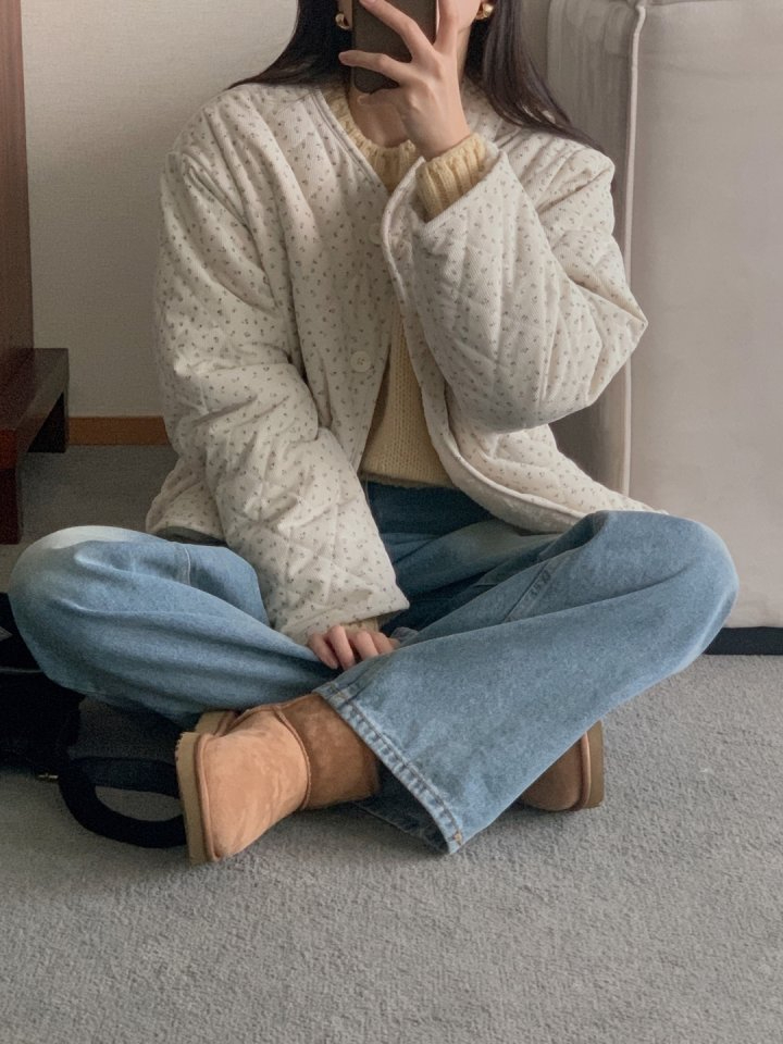 양면 코듀로이 꽃 양털 자켓 패딩 깔깔이 얇은 골덴 점퍼 꽃무늬 겨울 기모 14번째 이미지