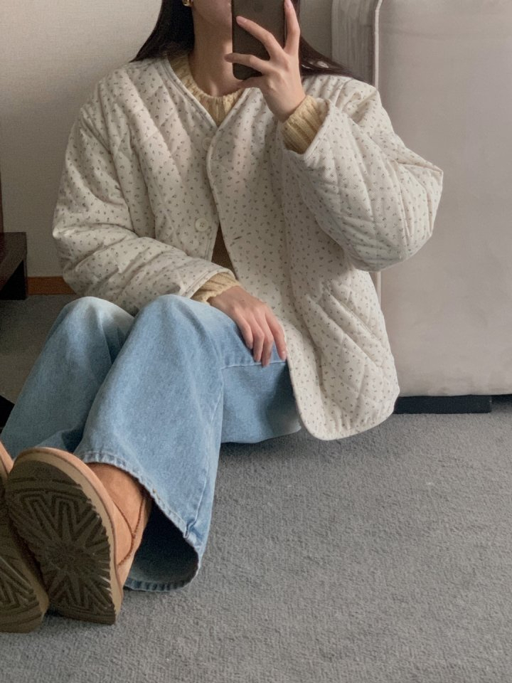 양면 코듀로이 꽃 양털 자켓 패딩 깔깔이 얇은 골덴 점퍼 꽃무늬 겨울 기모 15번째 이미지