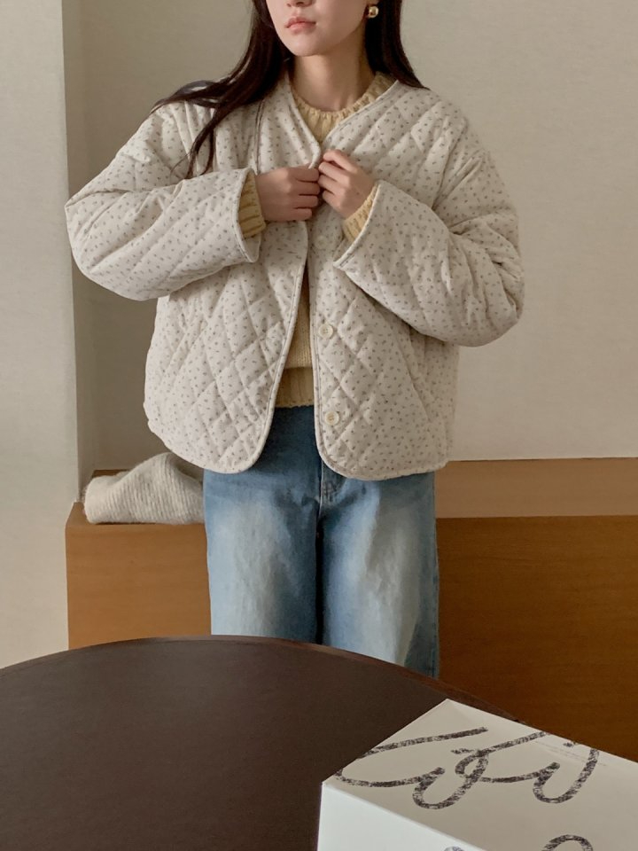 양면 코듀로이 꽃 양털 자켓 패딩 깔깔이 얇은 골덴 점퍼 꽃무늬 겨울 기모 18번째 이미지