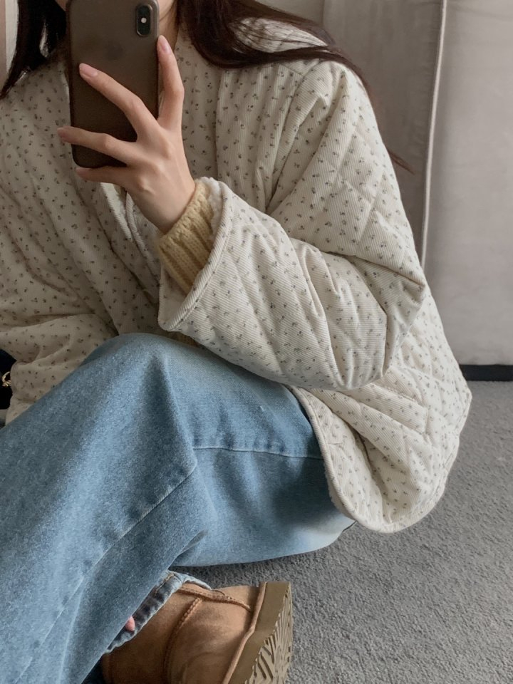 양면 코듀로이 꽃 양털 자켓 패딩 깔깔이 얇은 골덴 점퍼 꽃무늬 겨울 기모 21번째 이미지