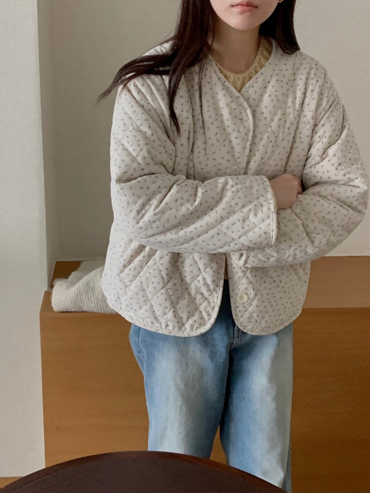 양면 코듀로이 꽃 양털 자켓 패딩 깔깔이 얇은 골덴 점퍼 꽃무늬 겨울 기모 24번째 이미지