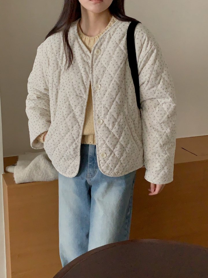 양면 코듀로이 꽃 양털 자켓 패딩 깔깔이 얇은 골덴 점퍼 꽃무늬 겨울 기모 25번째 이미지