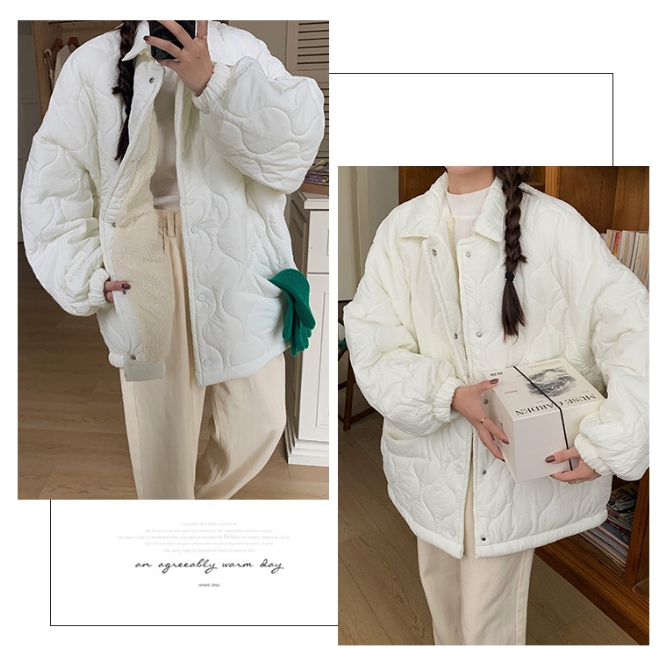 오버핏 퀼팅 누빔 패딩 점퍼 자켓 경량 안감 털 카라넥 빅사이즈 깔깔이 루즈핏 겨울 가을 5번째 이미지