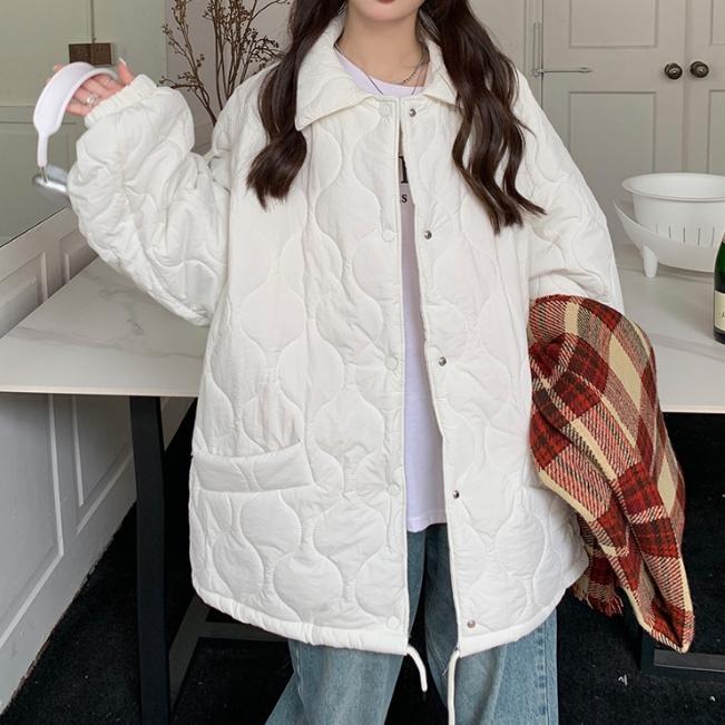 오버핏 퀼팅 누빔 패딩 점퍼 자켓 경량 안감 털 카라넥 빅사이즈 깔깔이 루즈핏 겨울 가을 8번째 이미지