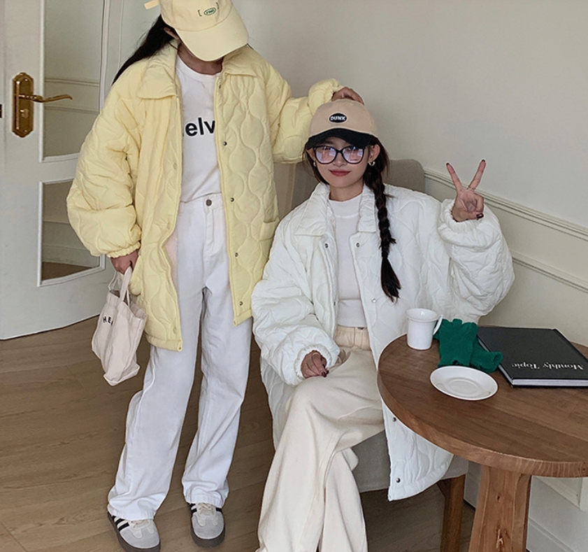 오버핏 퀼팅 누빔 패딩 점퍼 자켓 경량 안감 털 카라넥 빅사이즈 깔깔이 루즈핏 겨울 가을 11번째 이미지