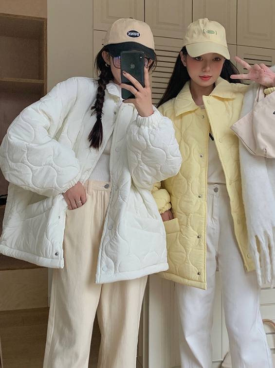 오버핏 퀼팅 누빔 패딩 점퍼 자켓 경량 안감 털 카라넥 빅사이즈 깔깔이 루즈핏 겨울 가을 12번째 이미지