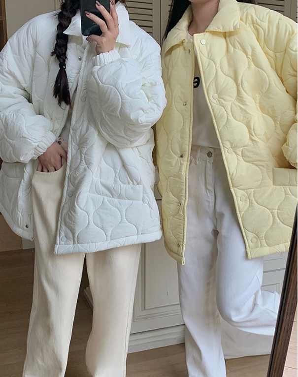 오버핏 퀼팅 누빔 패딩 점퍼 자켓 경량 안감 털 카라넥 빅사이즈 깔깔이 루즈핏 겨울 가을 13번째 이미지