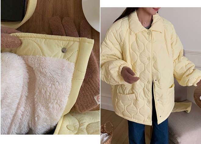 오버핏 퀼팅 누빔 패딩 점퍼 자켓 경량 안감 털 카라넥 빅사이즈 깔깔이 루즈핏 겨울 가을 15번째 이미지