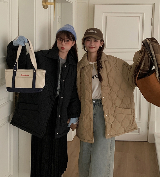 오버핏 퀼팅 누빔 패딩 점퍼 자켓 경량 안감 털 카라넥 빅사이즈 깔깔이 루즈핏 겨울 가을 20번째 이미지