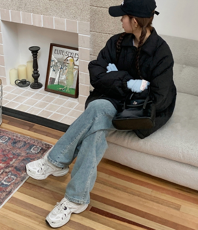 오버핏 퀼팅 누빔 패딩 점퍼 자켓 경량 안감 털 카라넥 빅사이즈 깔깔이 루즈핏 겨울 가을 27번째 이미지