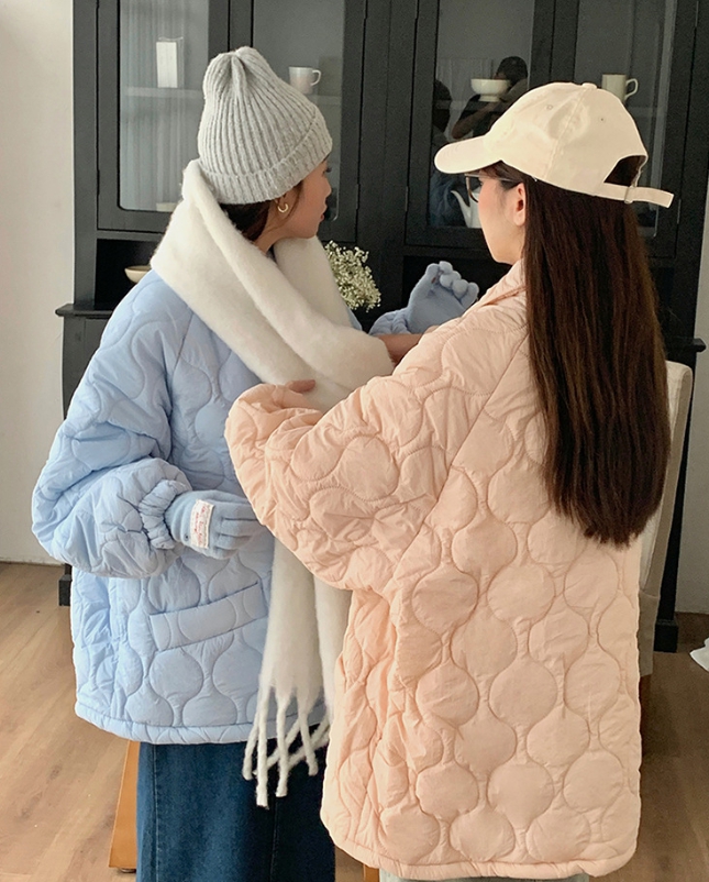 오버핏 퀼팅 누빔 패딩 점퍼 자켓 경량 안감 털 카라넥 빅사이즈 깔깔이 루즈핏 겨울 가을 32번째 이미지