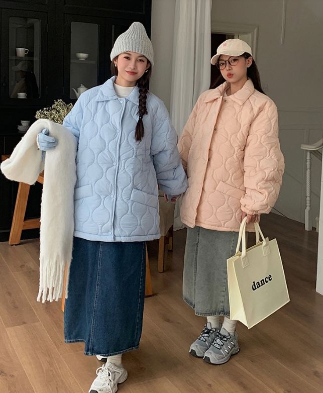 오버핏 퀼팅 누빔 패딩 점퍼 자켓 경량 안감 털 카라넥 빅사이즈 깔깔이 루즈핏 겨울 가을 33번째 이미지