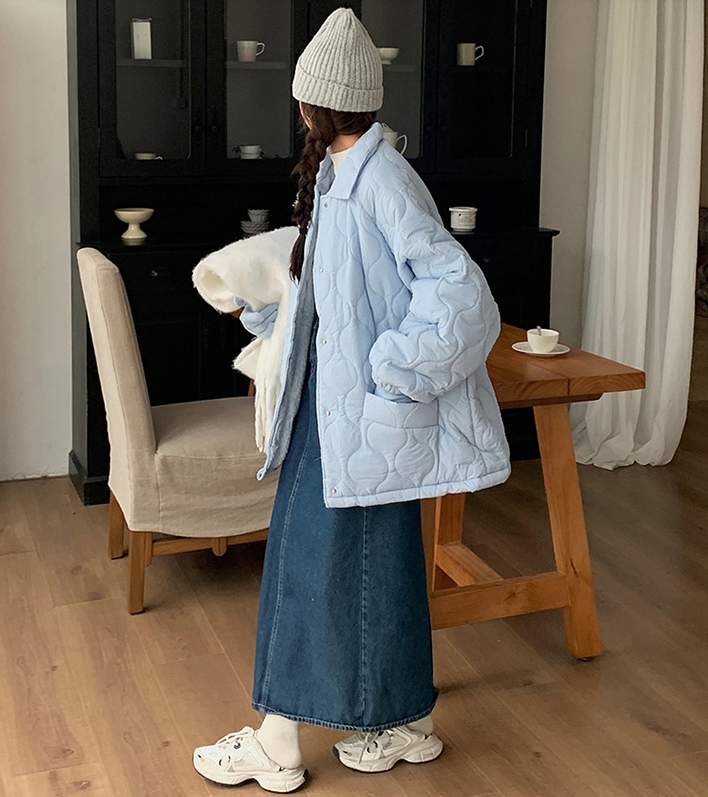 오버핏 퀼팅 누빔 패딩 점퍼 자켓 경량 안감 털 카라넥 빅사이즈 깔깔이 루즈핏 겨울 가을 35번째 이미지