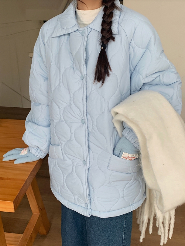 오버핏 퀼팅 누빔 패딩 점퍼 자켓 경량 안감 털 카라넥 빅사이즈 깔깔이 루즈핏 겨울 가을 36번째 이미지