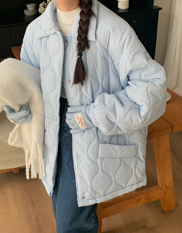 오버핏 퀼팅 누빔 패딩 점퍼 자켓 경량 안감 털 카라넥 빅사이즈 깔깔이 루즈핏 겨울 가을 37번째 이미지