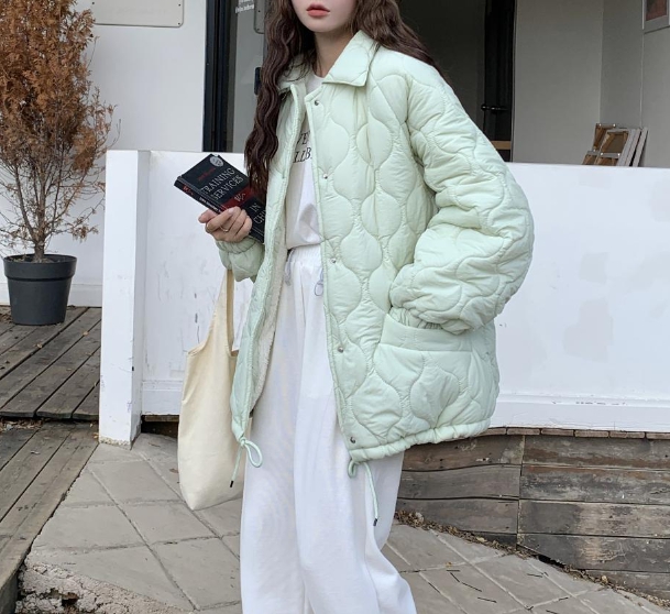 오버핏 퀼팅 누빔 패딩 점퍼 자켓 경량 안감 털 카라넥 빅사이즈 깔깔이 루즈핏 겨울 가을 49번째 이미지
