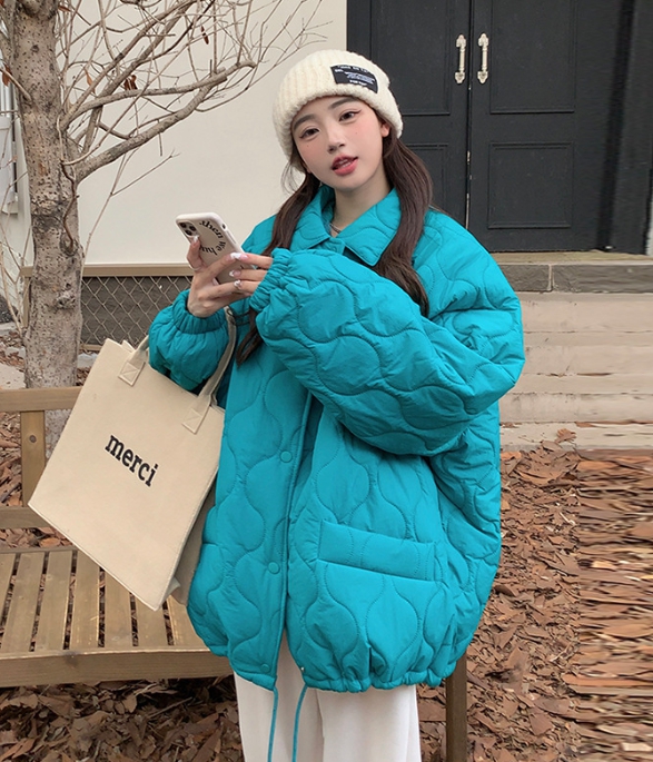 오버핏 퀼팅 누빔 패딩 점퍼 자켓 경량 안감 털 카라넥 빅사이즈 깔깔이 루즈핏 겨울 가을 50번째 이미지