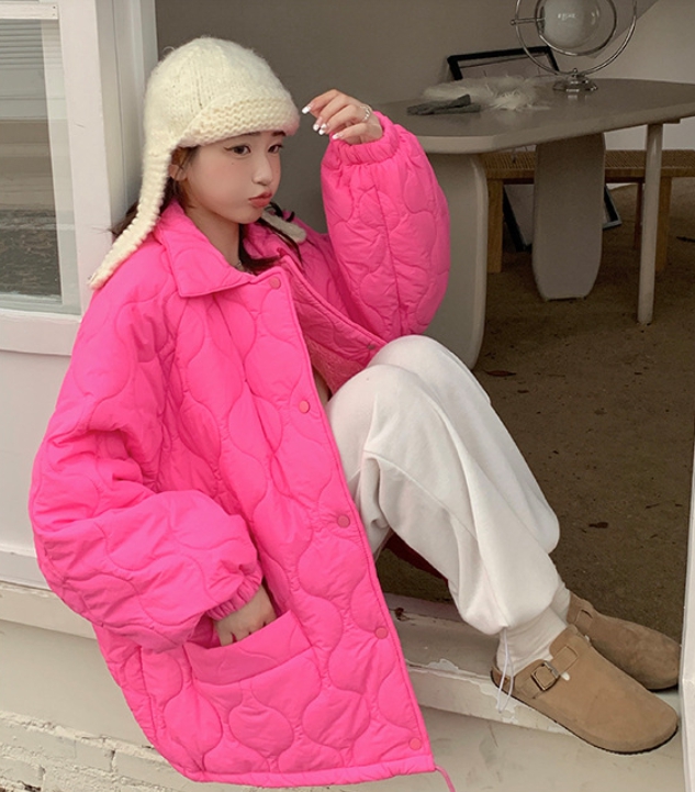 오버핏 퀼팅 누빔 패딩 점퍼 자켓 경량 안감 털 카라넥 빅사이즈 깔깔이 루즈핏 겨울 가을 55번째 이미지