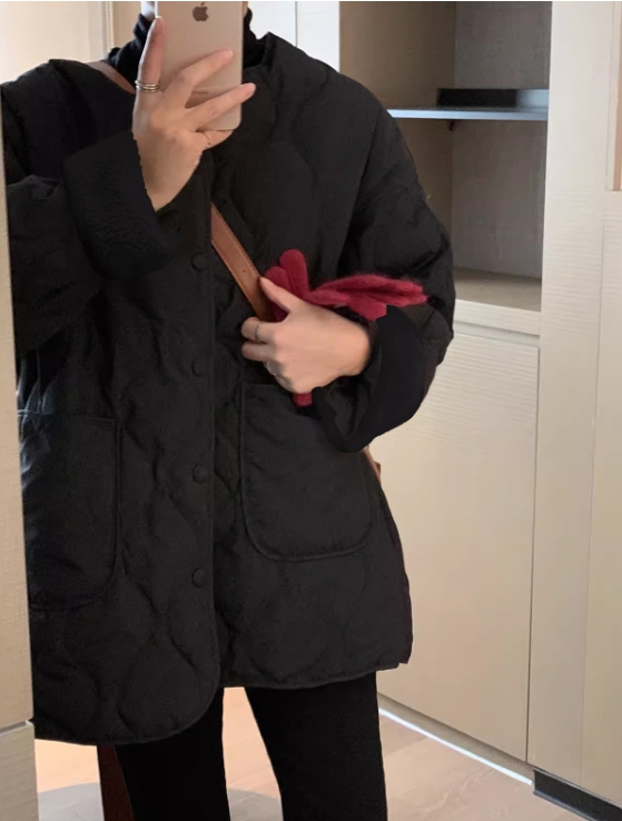 오버핏 퀼팅 누빔 패딩 점퍼 자켓 경량 양털 뽀글이 빅사이즈 깔깔이 루즈핏 겨울 후리스 17번째 이미지
