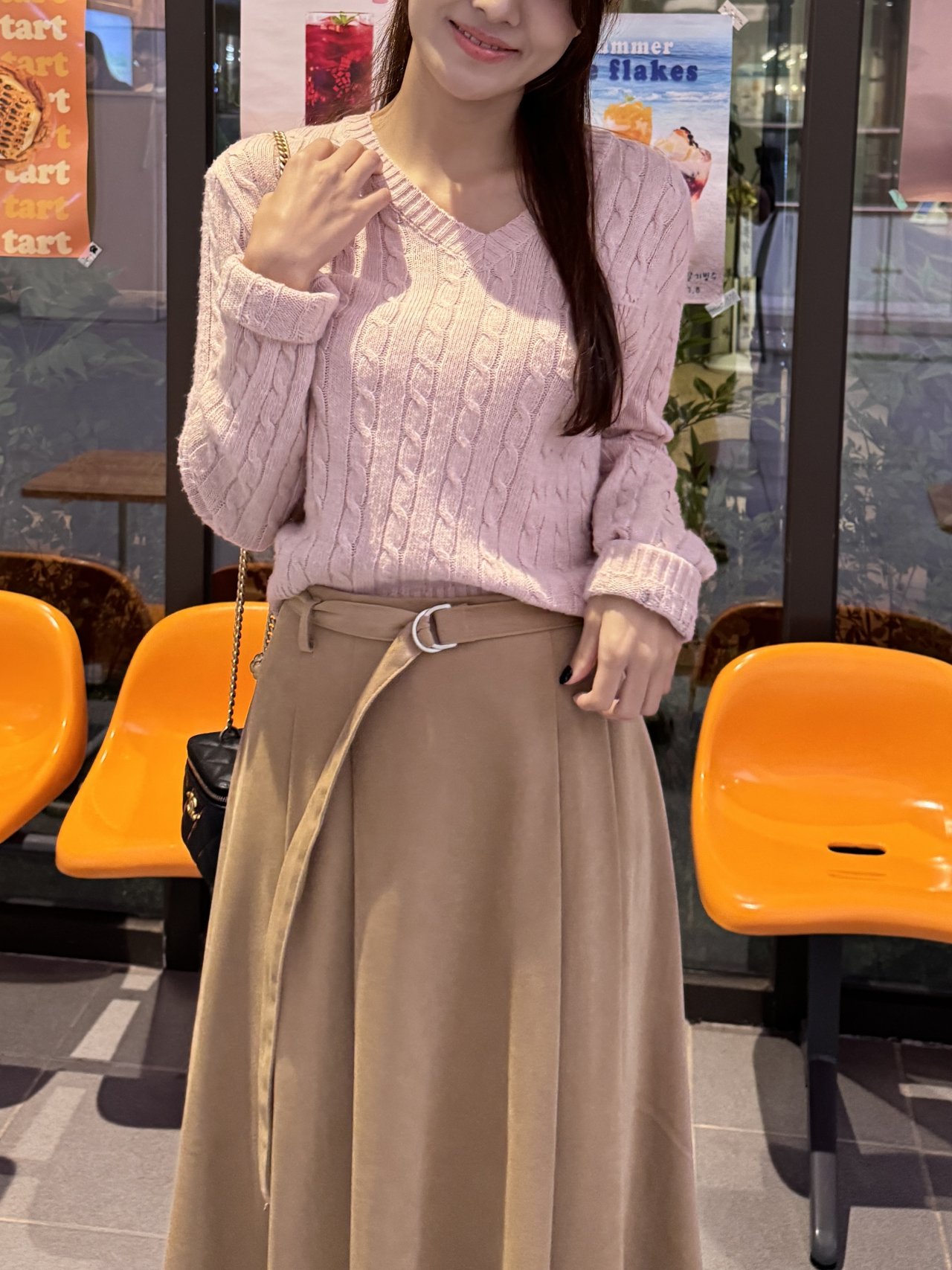 핀턱 플레어 롱 스커트 벨트 세트 a라인 빅사이즈 가을 겨울 체형보정 4번째 이미지