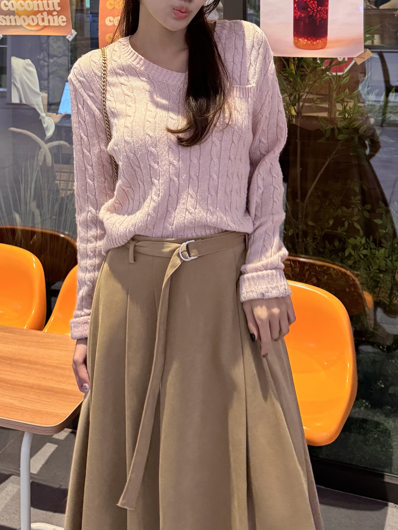 핀턱 플레어 롱 스커트 벨트 세트 a라인 빅사이즈 가을 겨울 체형보정 7번째 이미지