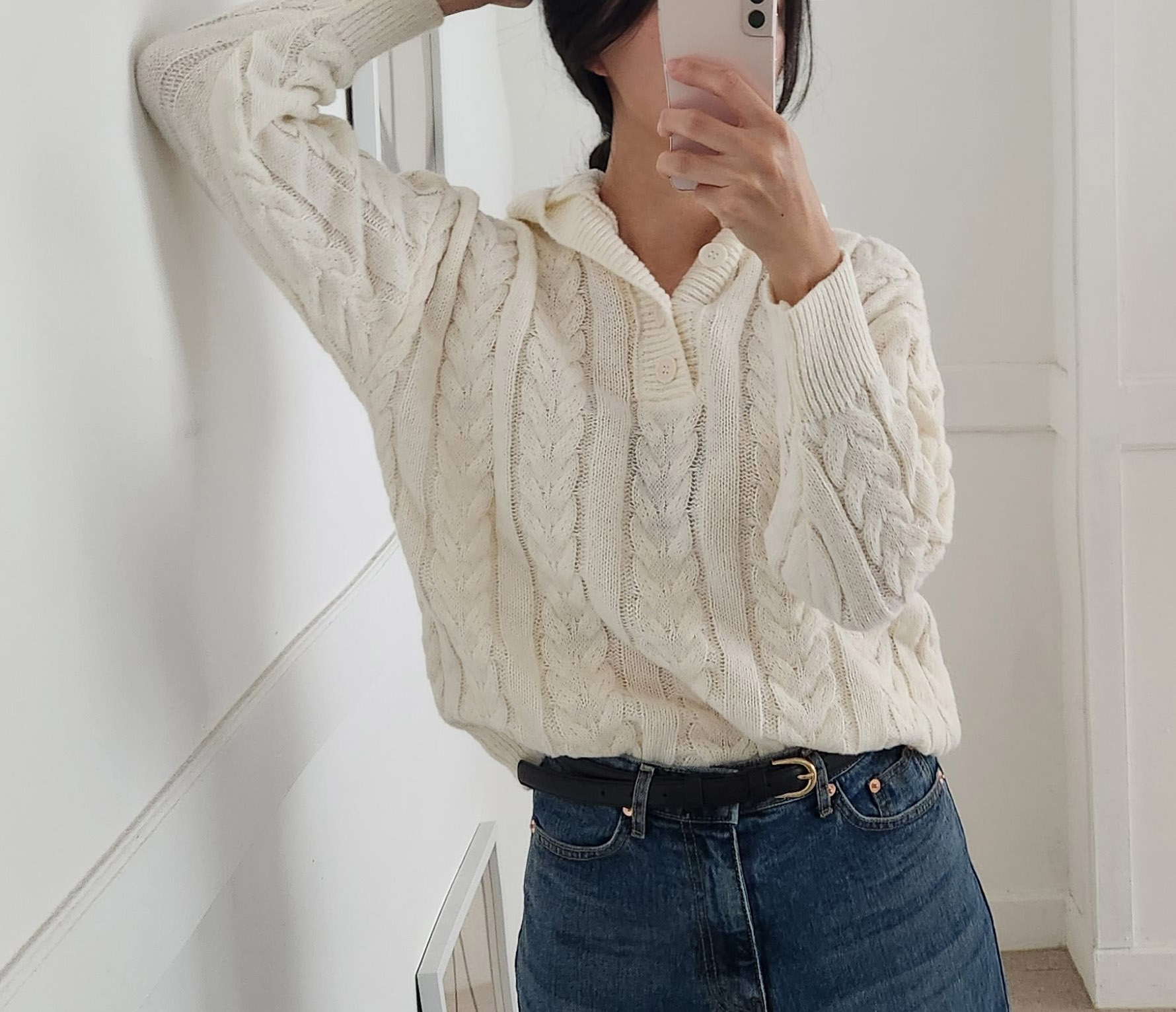 후드 긴팔 꽈배기 니트 티셔츠 케이블 봄 가을 겨울 귀여운 러블리 데이트 데일리 학생 2번째 이미지
