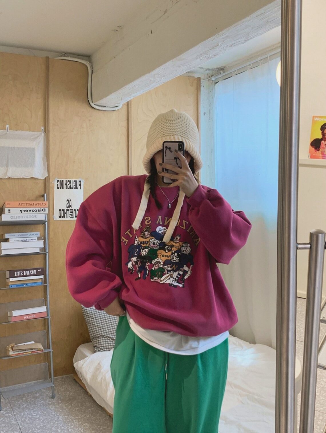 아리 기모 긴팔 맨투맨 티셔츠 양기모 루즈핏 빅사이즈 오버핏 박스티 겨울 MAIN_0 이미지