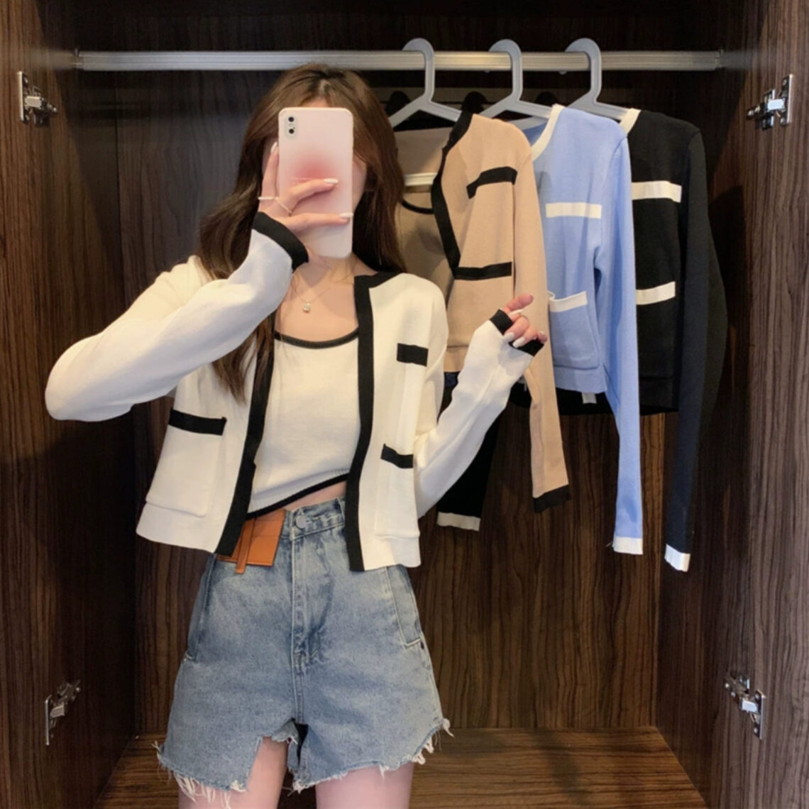 소프트 데일리 배색 나시 가디건 세트 MAIN_0 이미지