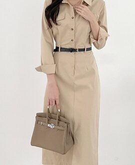 데일리 벨트 셔츠 롱 원피스 MAIN_0 이미지