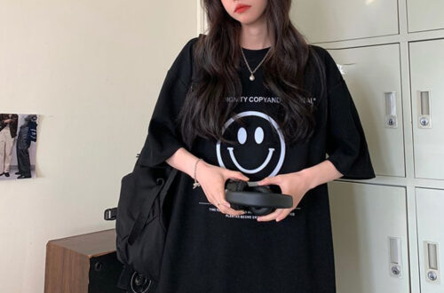 귀여운 스마일 영문 레터링 반팔 티셔츠 빅사이즈 MAIN_0 이미지