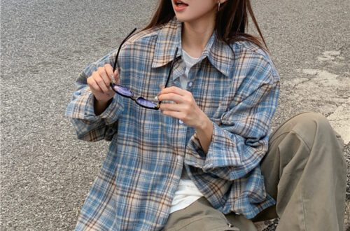 네모 체크 카라 긴팔 셔츠 MAIN_0 이미지
